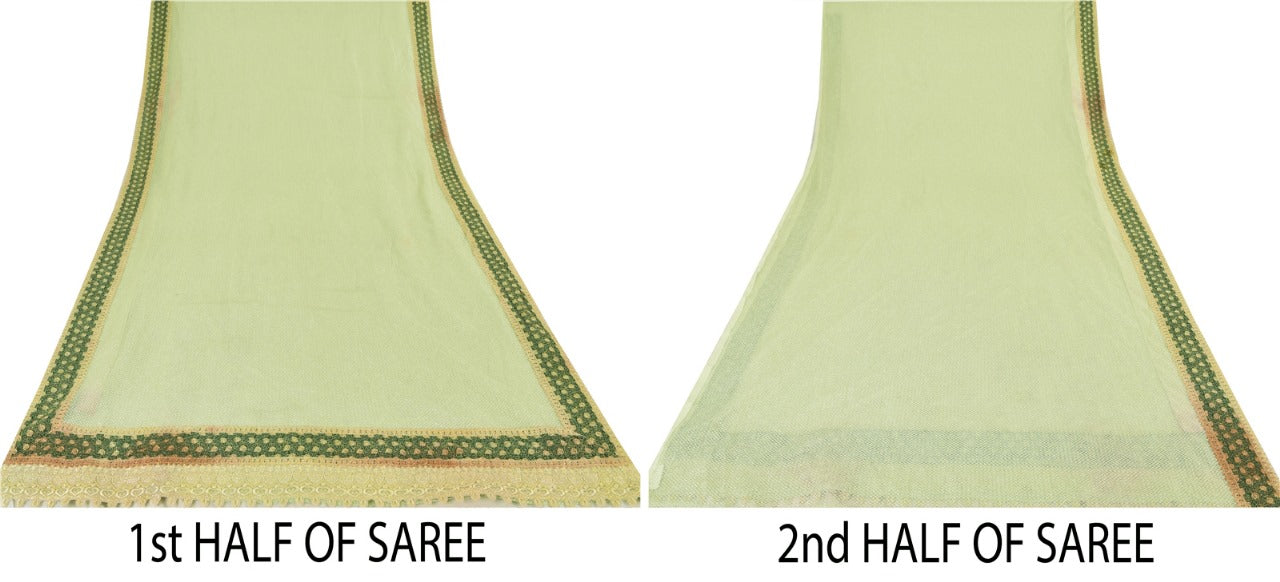 Sanskriti Vintage Pistachio Green Sarees Art Silk Embroidery Premium Sari Sustainable Fabric