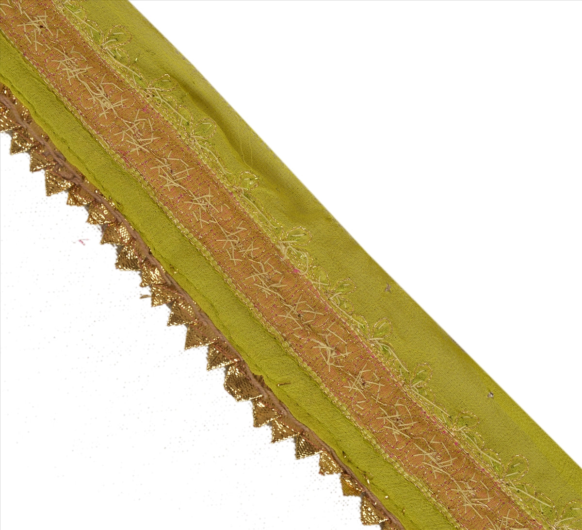Sanskriti Vintage Sari Border Hand Beaded 1 YD Indian Trim Sewing Green Lace