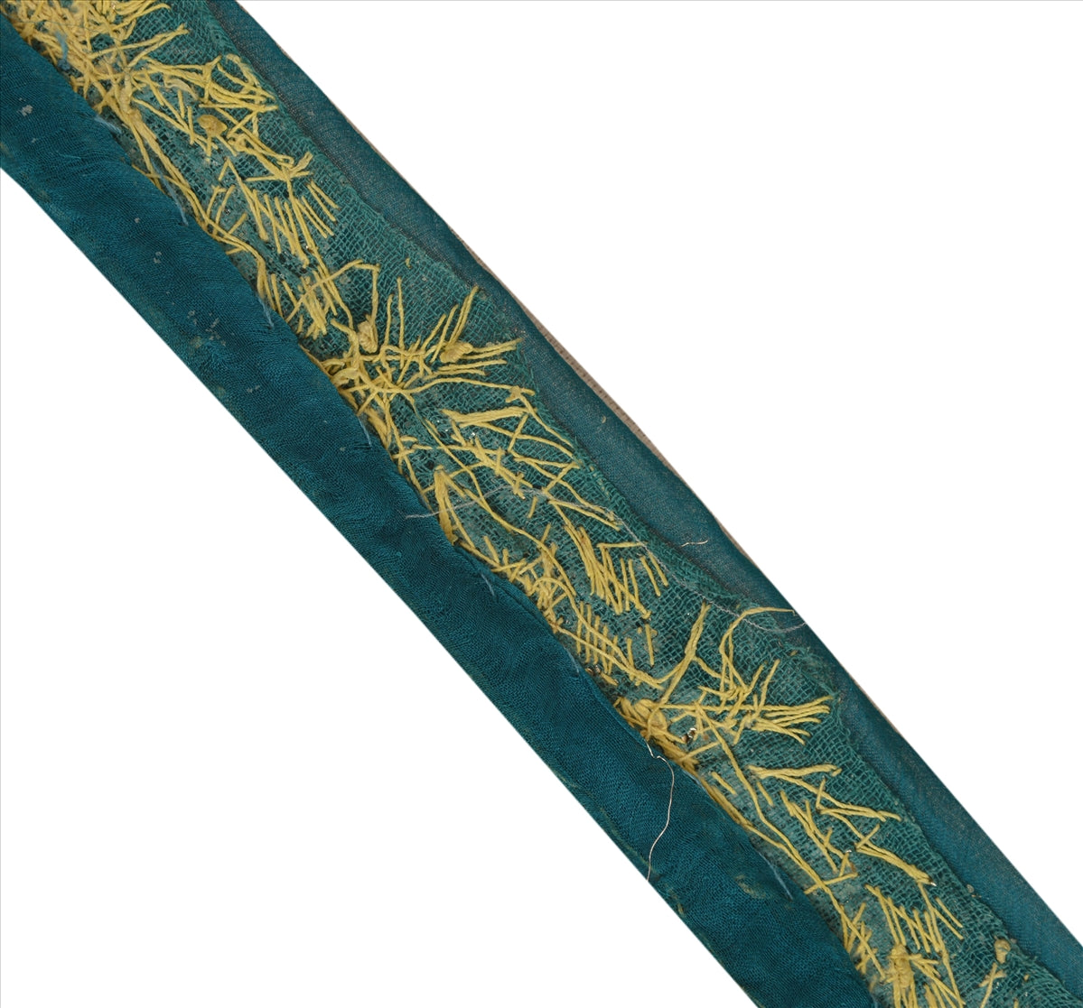 Sanskriti Vintage Sari Border Hand Beaded 1 Yd Indian Trim Ribbon Green Lace