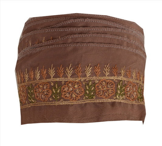 Sanskriti Vintage Sari Border Hand Beaded 1 Yd Indian Trim Ribbon Brown Lace