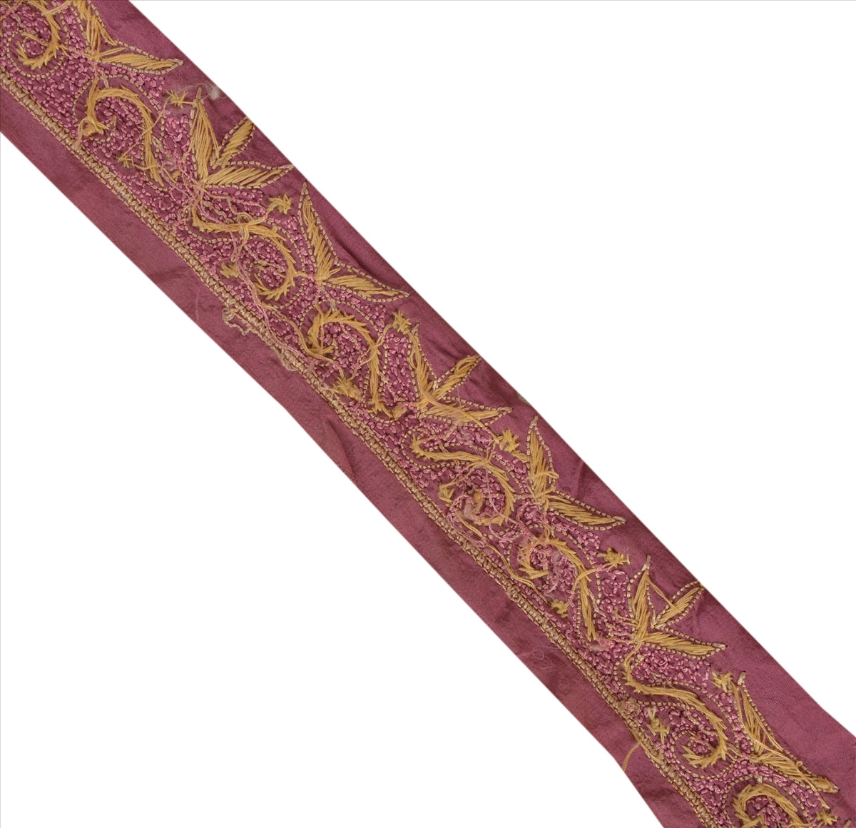 Sanskriti Vintage Sari Border Hand Beaded 1 Yd Indian Trim Ribbon Purple Lace