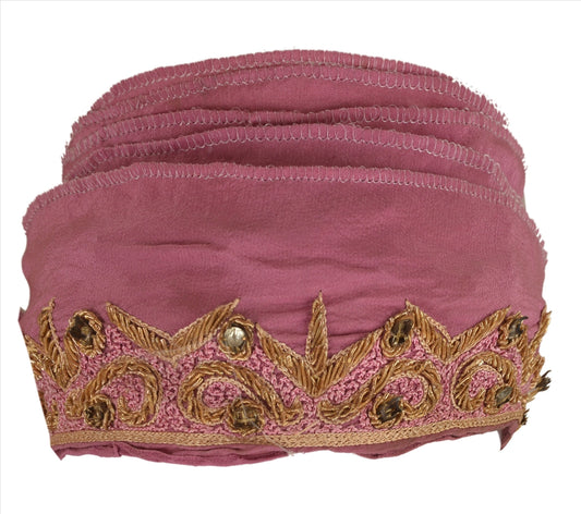 Sanskriti Vintage Sari Border Hand Beaded 1 Yd Indian Trim Ribbon Purple Lace