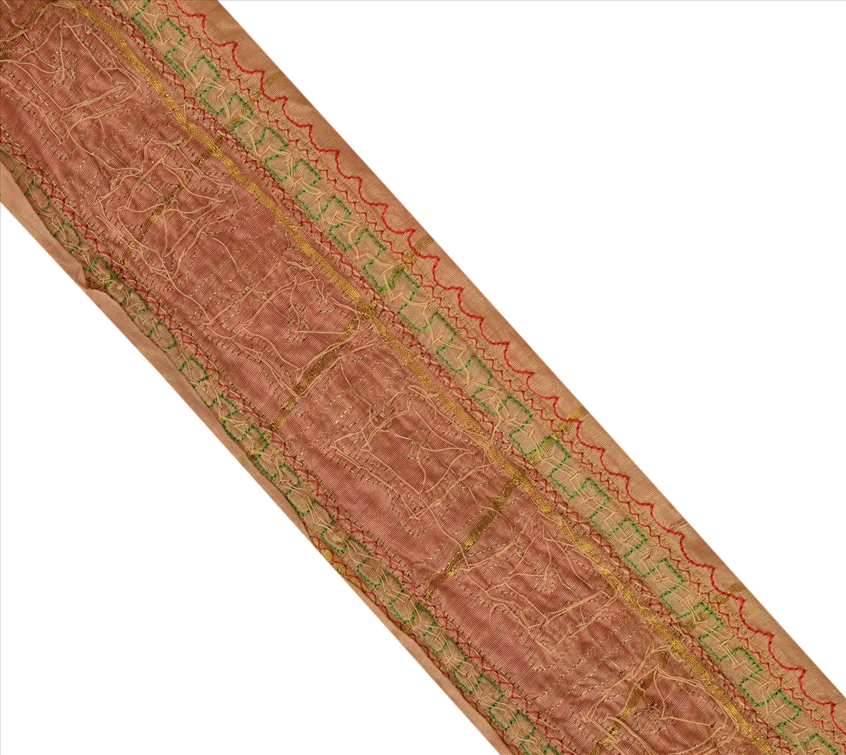 Sanskriti Vintage Sari Border Hand Beaded Bandhani 1 Yd Trim Sewing Cream Lace