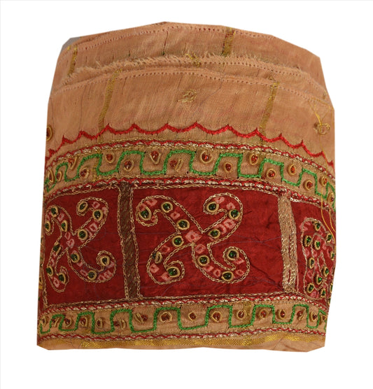 Sanskriti Vintage Sari Border Hand Beaded Bandhani 1 Yd Trim Sewing Cream Lace