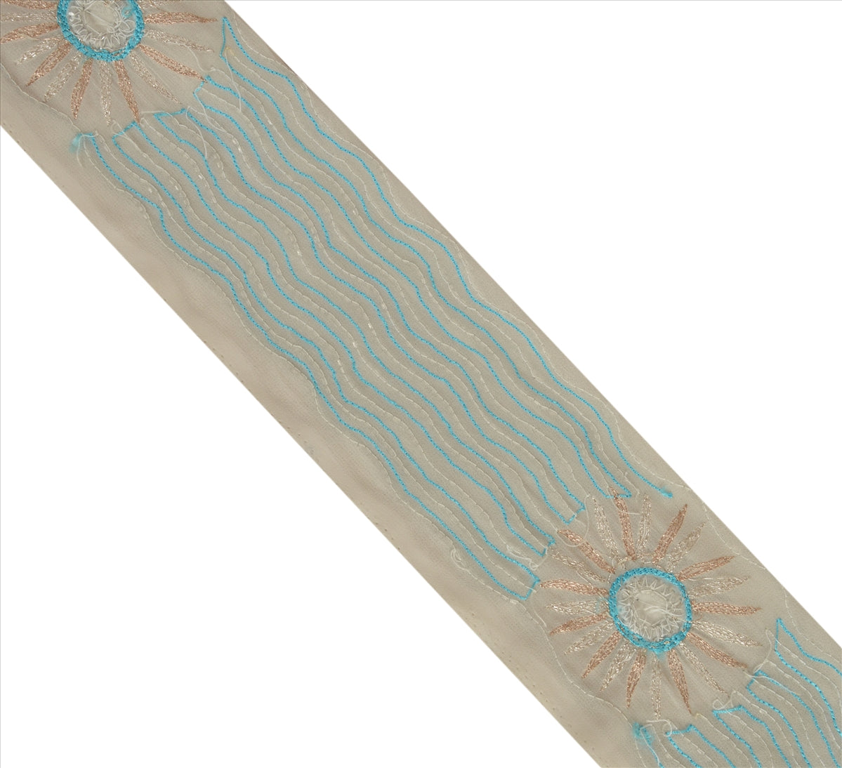 Sanskriti Vintage Sari Border Hand Beaded 1 Yd Indian Trim Sewing White Lace