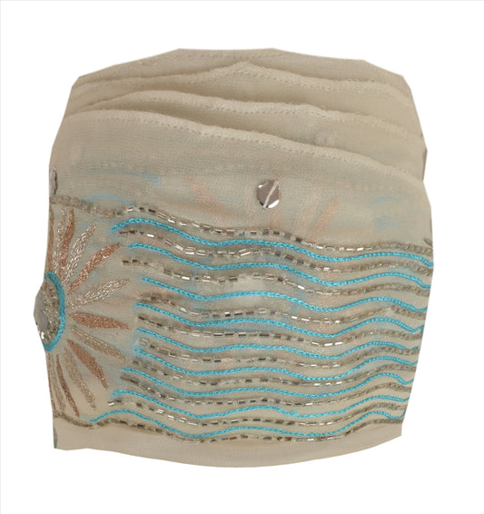 Sanskriti Vintage Sari Border Hand Beaded 1 Yd Indian Trim Sewing White Lace