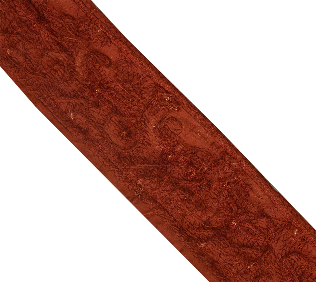 Sanskriti Vintage Sari Border Hand Beaded 1 Yd Trim Sewing Dark Orange Lace