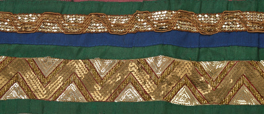 Sanskriti Vintage Sari Border Hand Beaded 1Yd Indian Trim Sewing Pink Decor Lace
