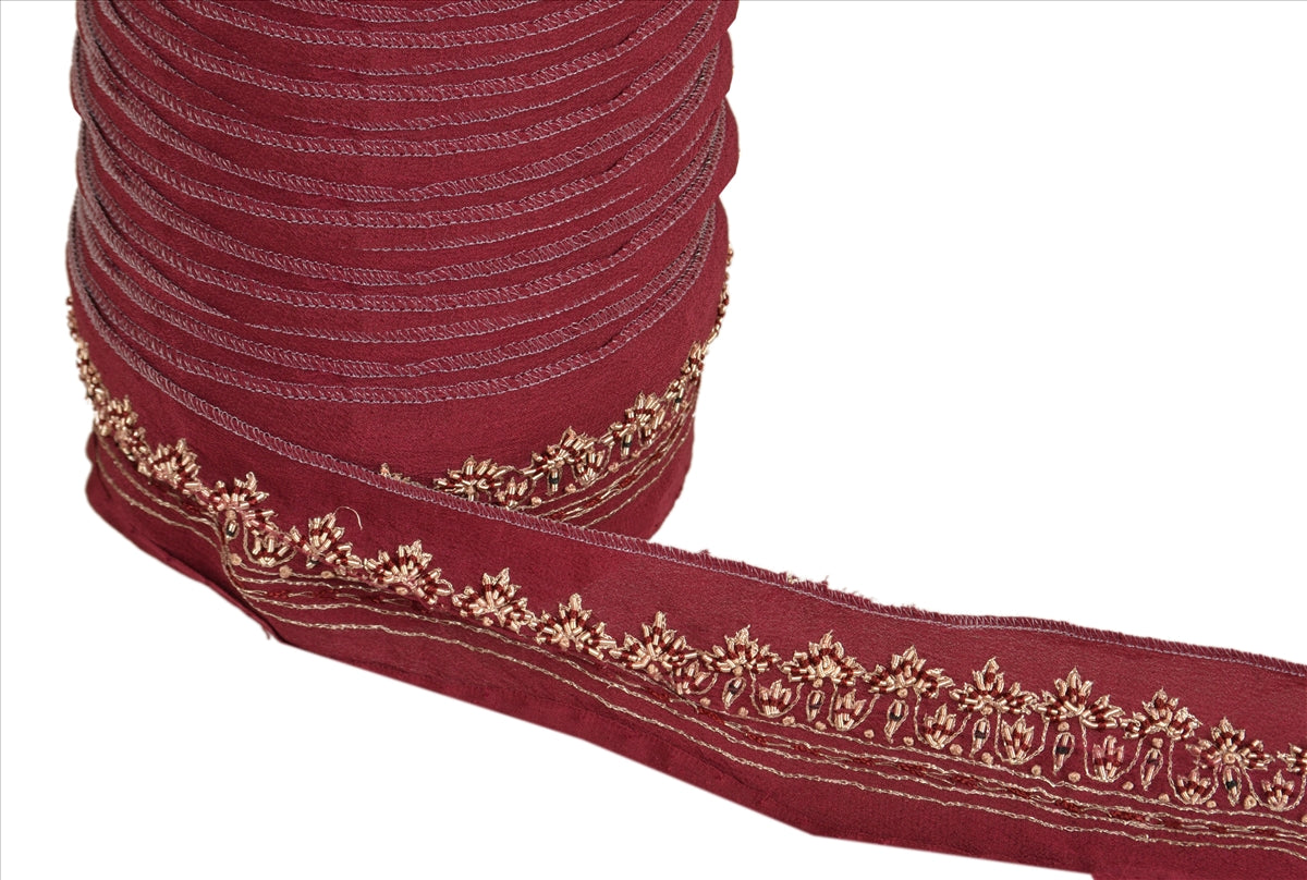 Санскритский винтажный бордюр, старинная ручная вышивка, 1 ярд, отделочная лента, фиолетовое кружево