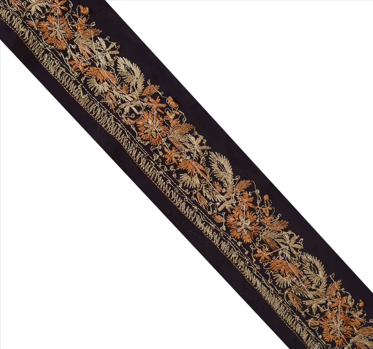 Sanskriti Vintage Sari Border Hand Beaded 1 Yd Indian Trim Sewing Purple Lace