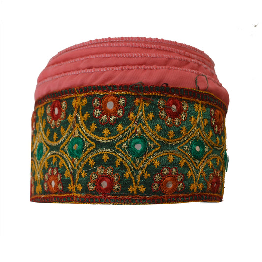 Sanskriti Vintage Sari Border Antique Embroidered 1 Yd Indian Trim Sewing Pink Patch Lace