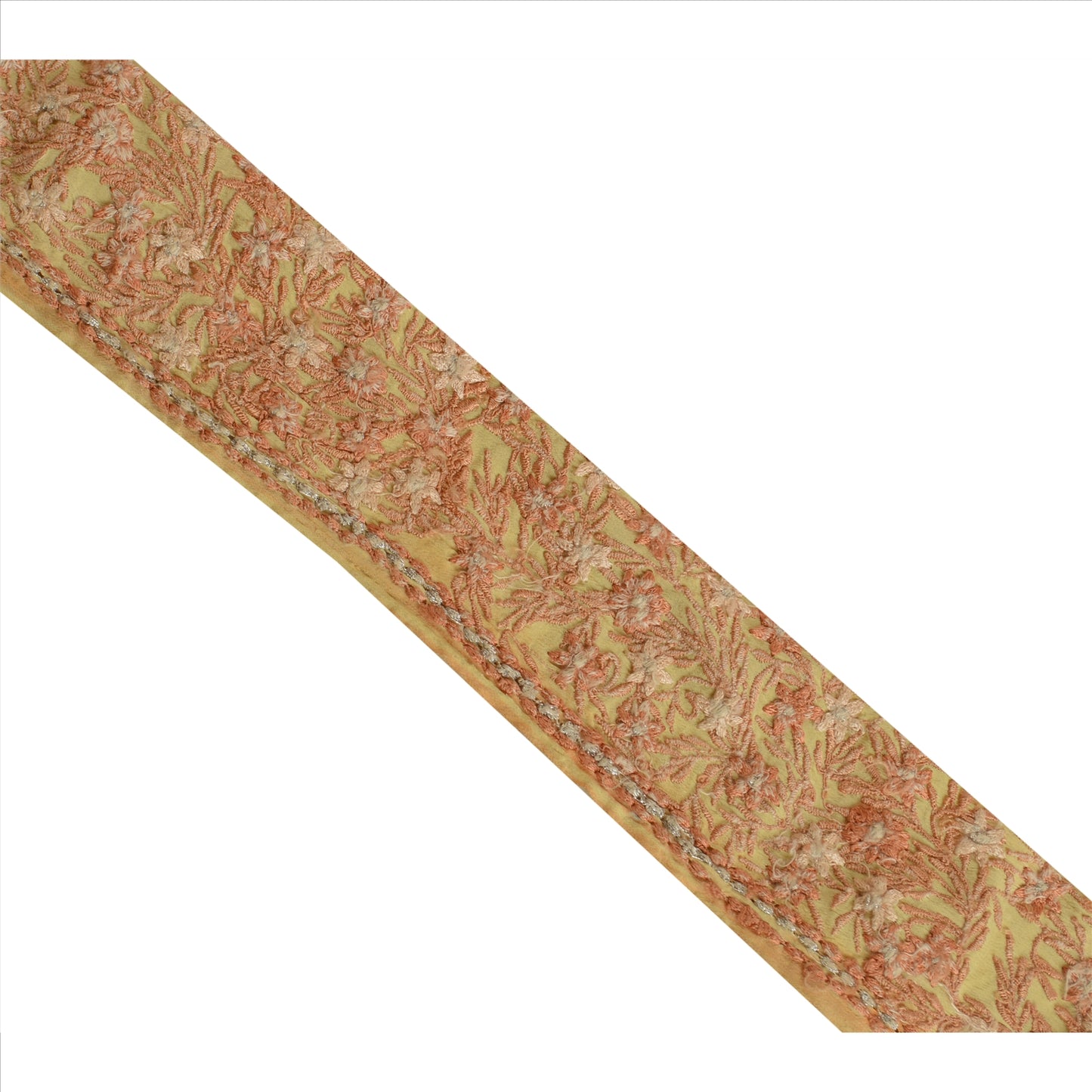 Sanskriti Vintage Sari Border Antique Embroidered 1 Yd Indian Trim Sewing Cream Lace