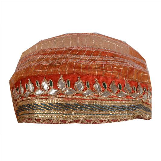 Sanskriti Vintage Sari Border Antique Hand Beaded 1 Yd Indian Trim Sewing Orange Lace