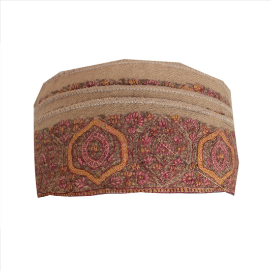 Sanskriti Vintage Sari Border Hand Embroidered Suzani 1Yd Trim Sewing Brown Lace