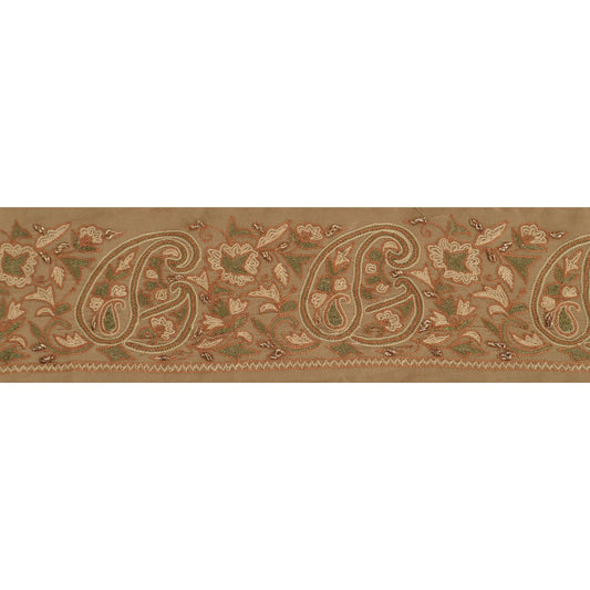 Sanskriti Vintage Sari Bord Håndbroderet 1 Yard Håndværkskant Syning Cremefarvet Blonde