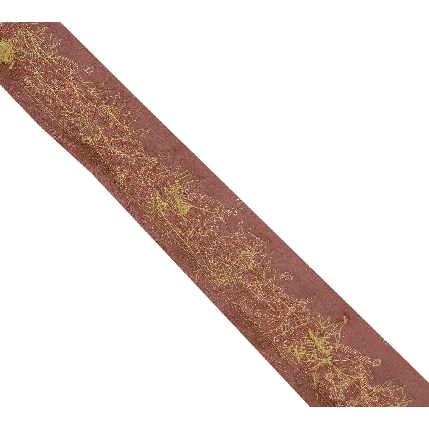 Sanskriti Vintage Sari Border Hand Beaded 1 Yd Indian Trim Sewing Pink Lace