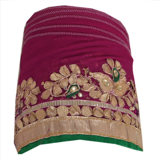Sanskriti Vintage Sari Border Hand Beaded 1 Yd Indian Trim Sewing Purple Lace