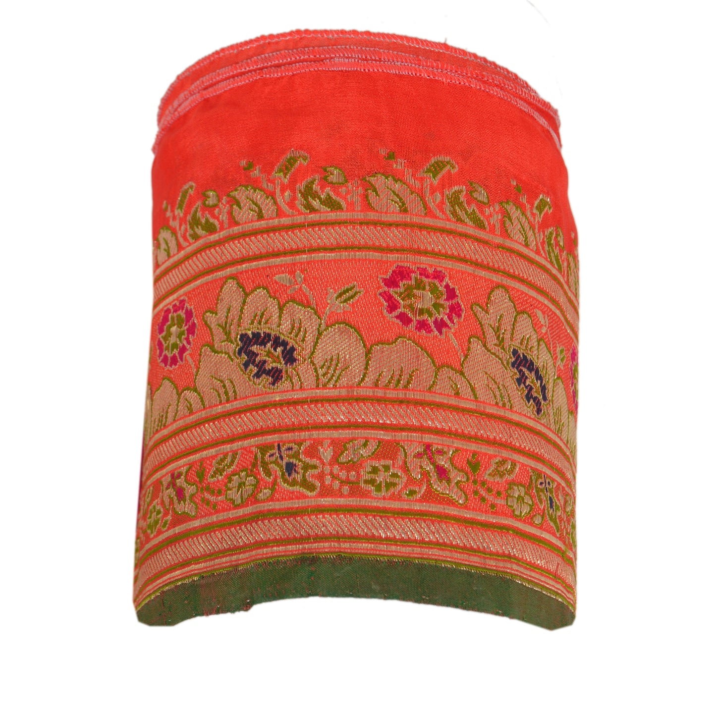 Sanskriti Vintage Sari Border Woven Brocade 1 YD Trim Sewing Red Zari Lace