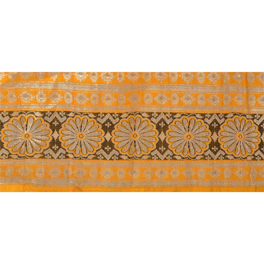 Sanskriti Vintage Sari Border Woven Brocade Woven 1 Yd Trim Sewing Yellow Lace