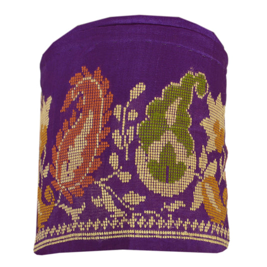Sanskriti Vintage Sari Border Embroided Woven 1Yd Trim Sewing Purple Decor Lace