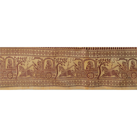 Sanskriti Vintage Sari Border Woven Baluchari 1 Yd Indian Trim Sewing 4"W Lace