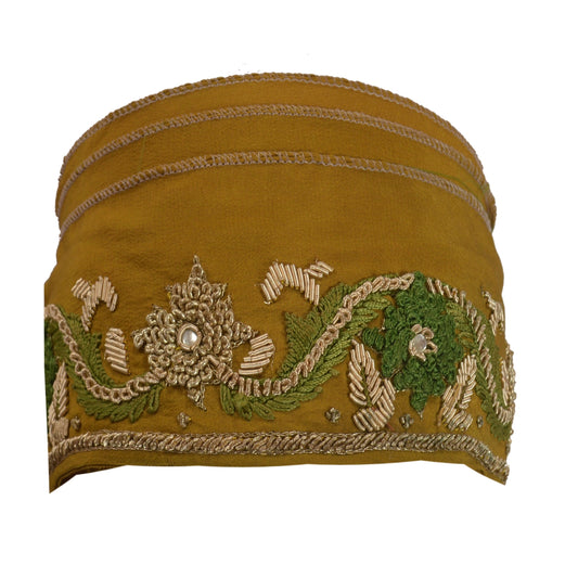 Sanskriti Vintage Sari Border Hand Beaded 1 Yard Trims Dã©Cor Ribbon Green Lace