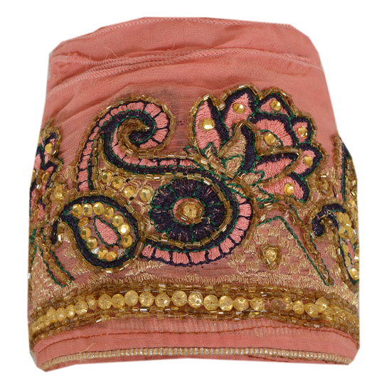 Sanskriti Vintage Sari Border Hand Beaded 1 Yd Trim Sewing Pink Craft Decor Lace
