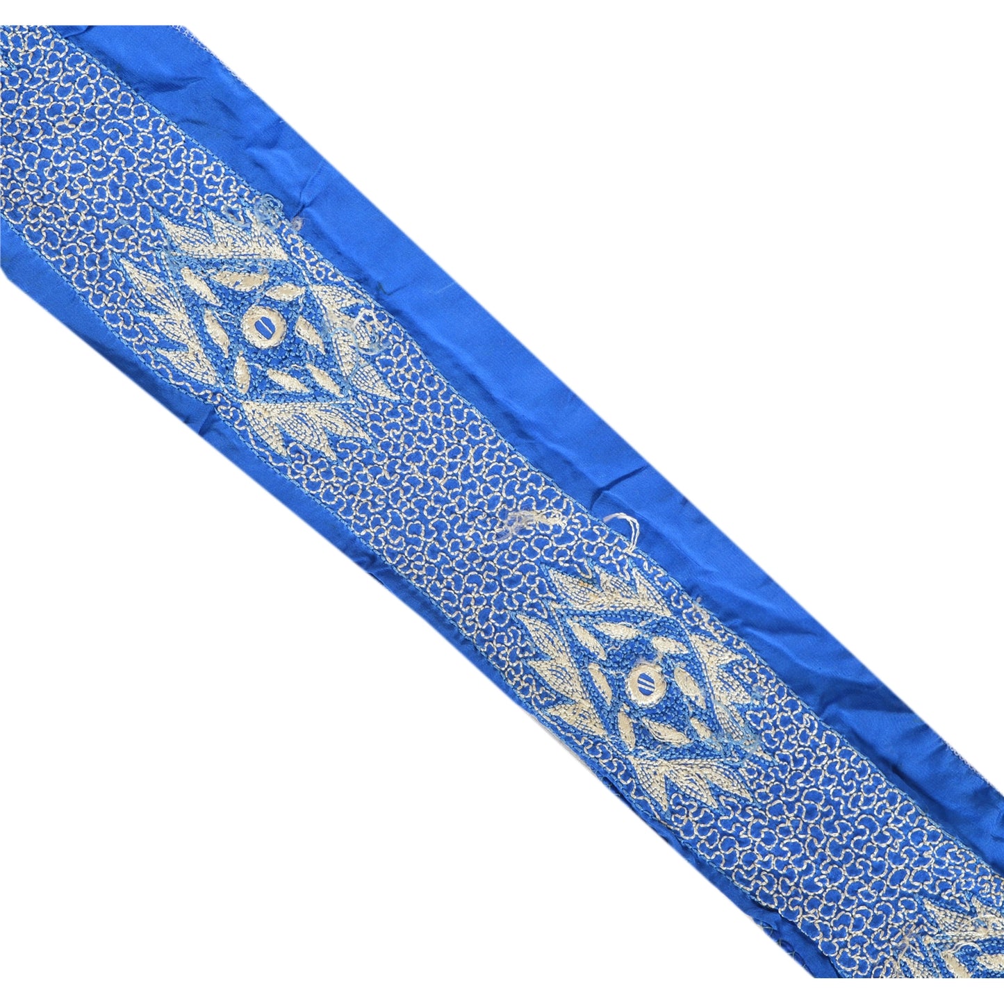 Sanskriti Vintage Sari Border Hand Beaded 1 Yd Craft Trim Sewing Dark Blue Lace