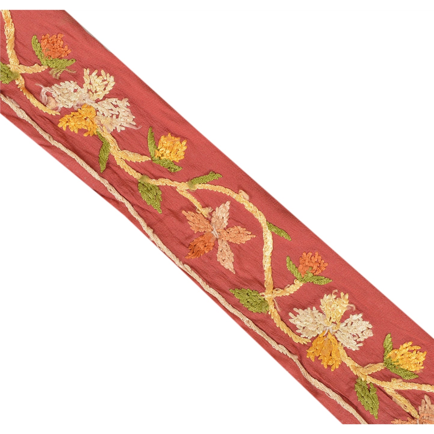 Sanskriti Vintage Sari Border Hand Beaded 1 Yd Indian Trim Sewing Pink Soft Lace