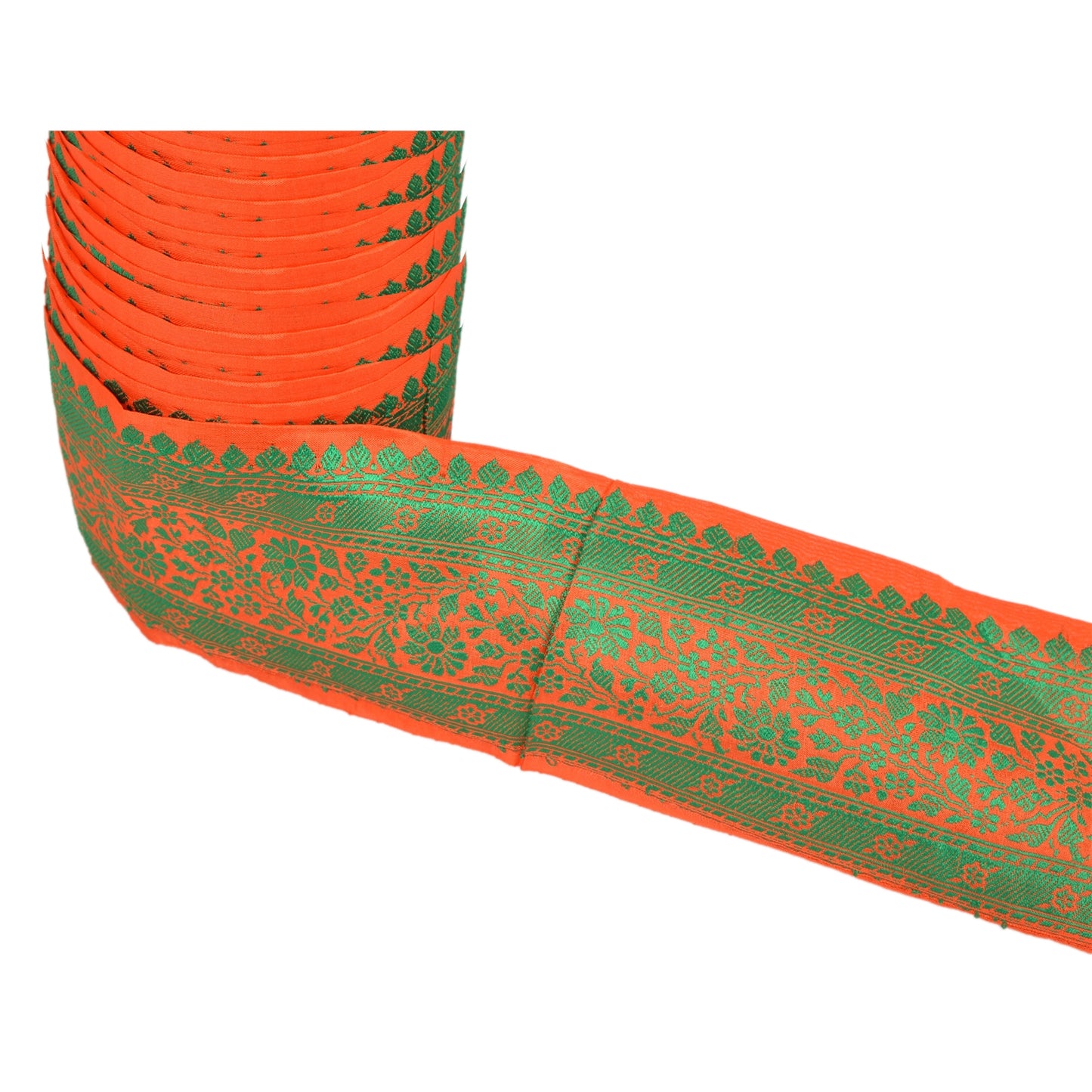 Sanskriti Vintage Sari Border Antique Woven 1 Yd Trim Sewing Indian Red Craft Floral Lace