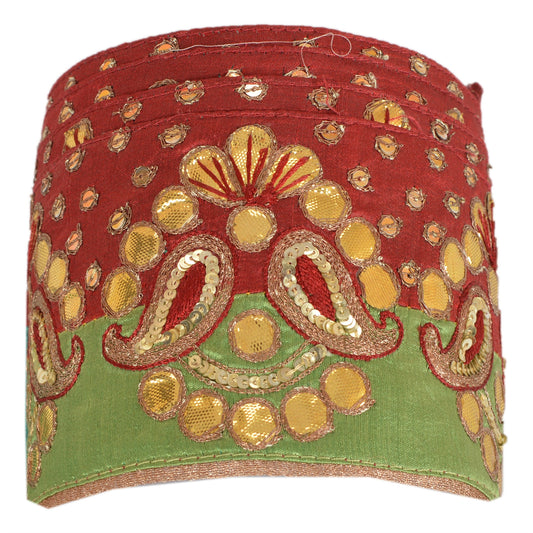 Sanskriti Vintage Saree Border Hand Beaded 1 Yard Indian Trim Sewing Green Lace