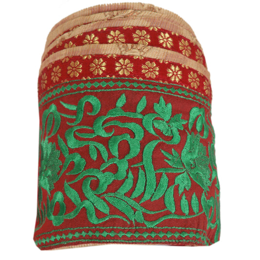 Санскрити Винтаж Сари Кайма Вышитая 1 Ярд Отделка Шитье Темно-Красный Крафт Кружево