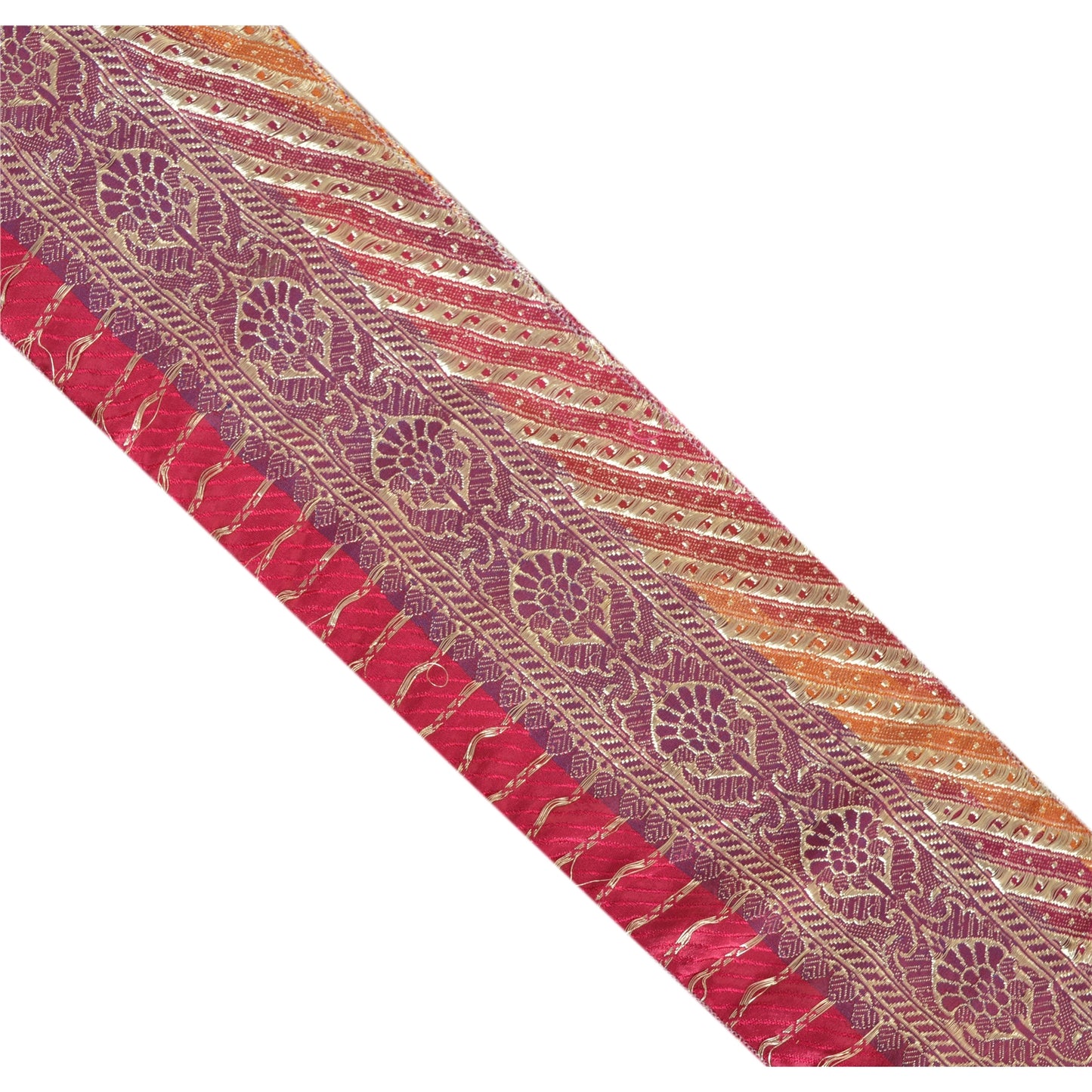 Sanskriti Vintage Sari Border Woven Brocade 1 Yd Trim Craft Sewing Pink Lace