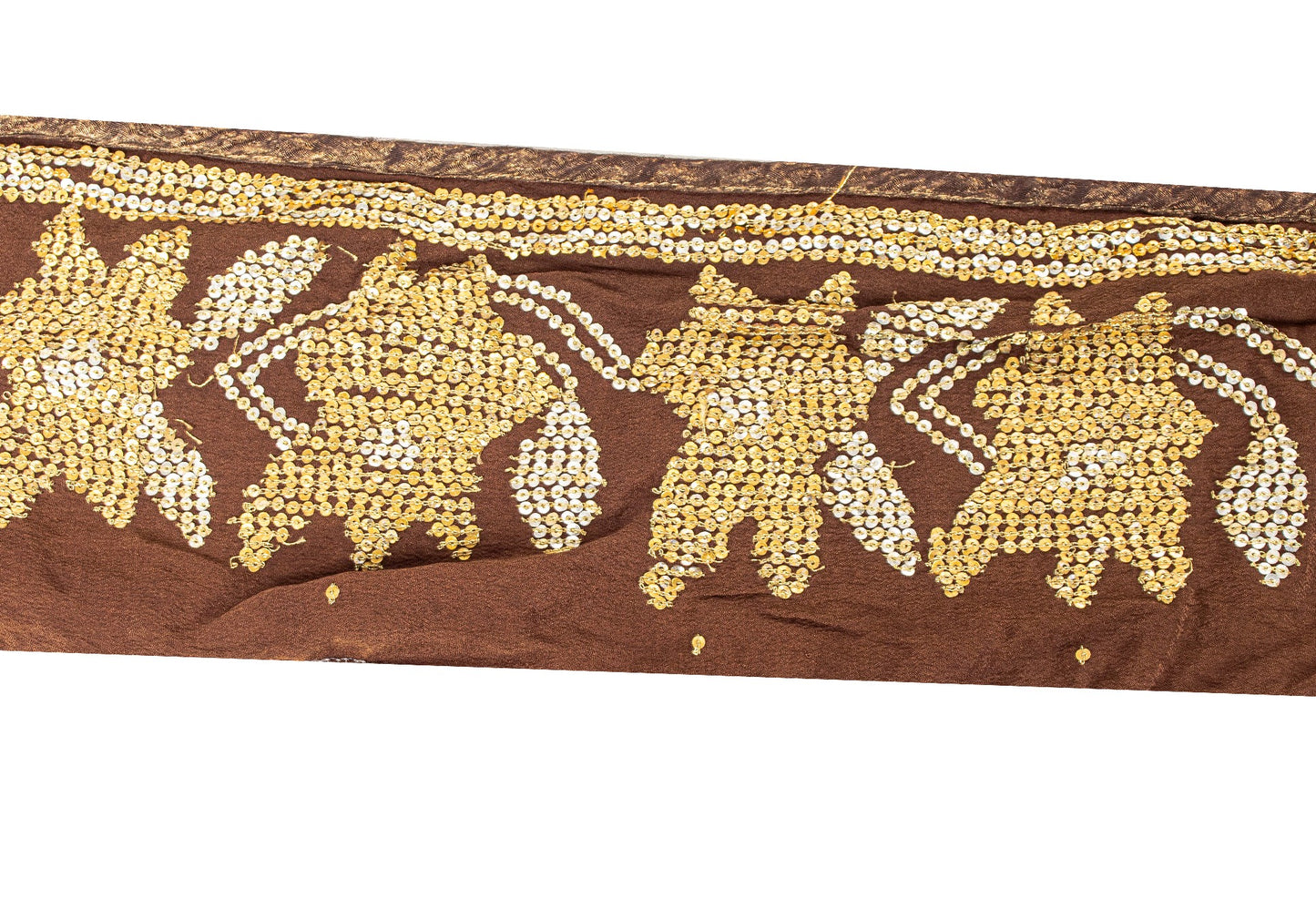 SANSKRITI VINTAGE Border Antique Hand Beaded 1 YD Indian Trim Sewing Brown Lace