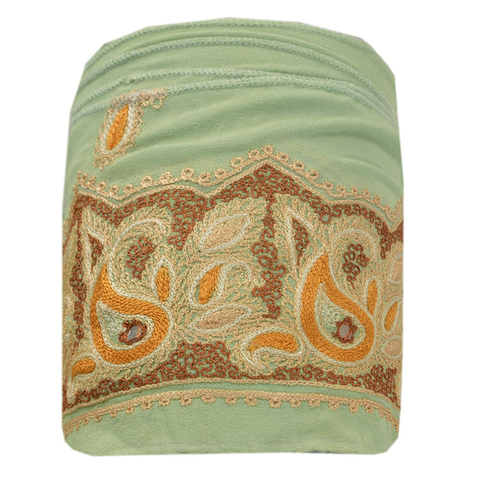 Sanskriti Vintage Sari Border Hand Embroidered 1 Yd Trim Sewing Green Craft Lace