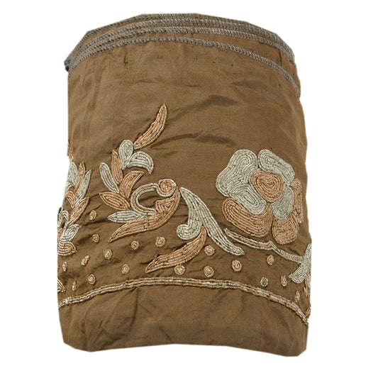 Sanskriti Vintage Sari Border Hand Embroidered 1 Yd Trim Sewing Green Craft Lace