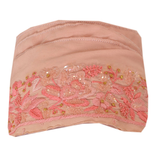 Sanskriti Vintage Sari Border Hand Beaded 1 Yd Trim Sewing Pink Craft Lace