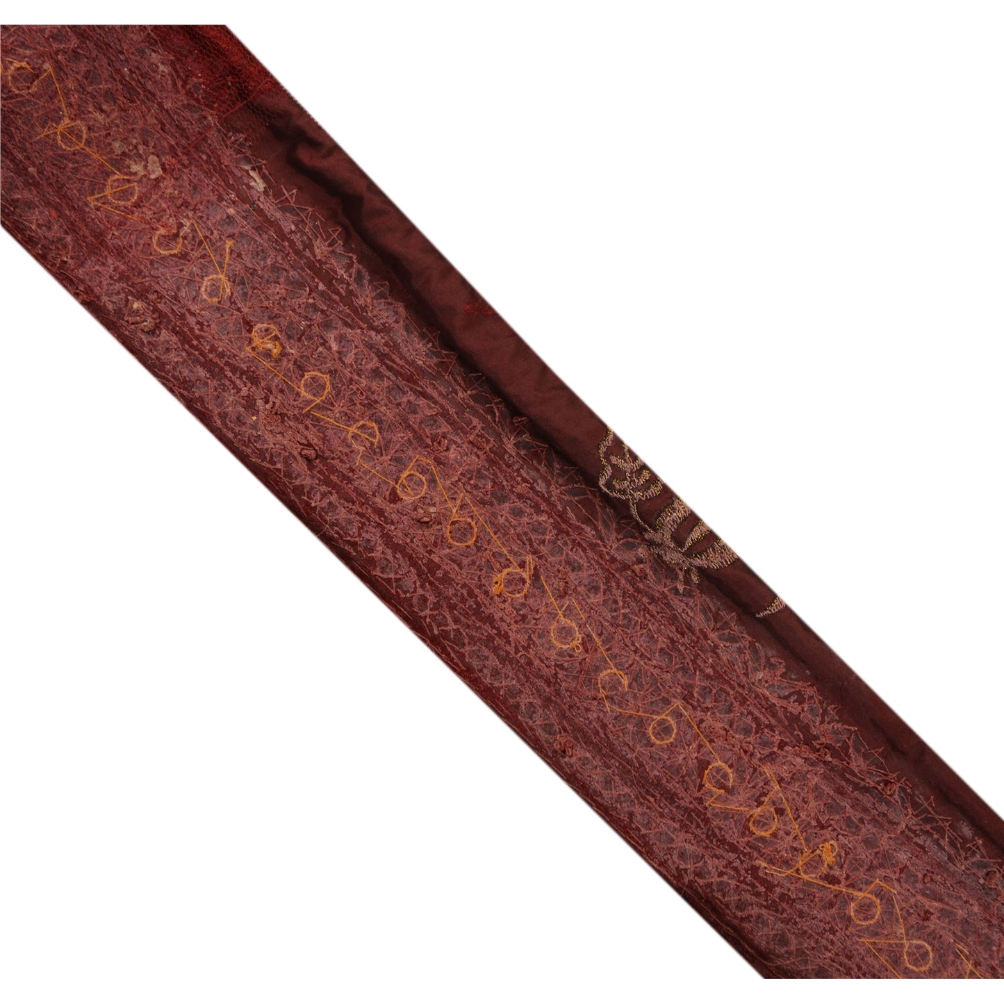 Sanskriti Vintage Sari Border Handbead 1Yd Trim Sewing Brown Kundan Stone Lace