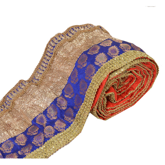 Sanskriti Vintage Sari Border Embroidered 1 Yd Trim Sewing Blue Craft Decor Lace
