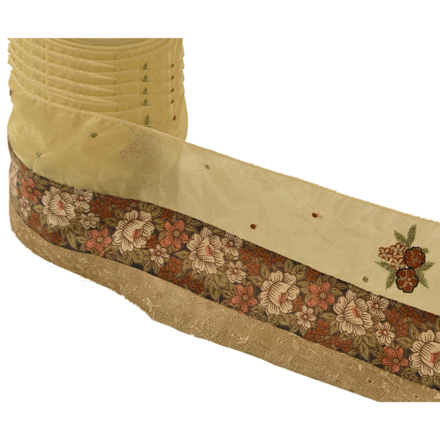 SANSKRITI VINTAGE Border Hand Biseled 1 YD Indian Trim Шитье Кремовое кружево