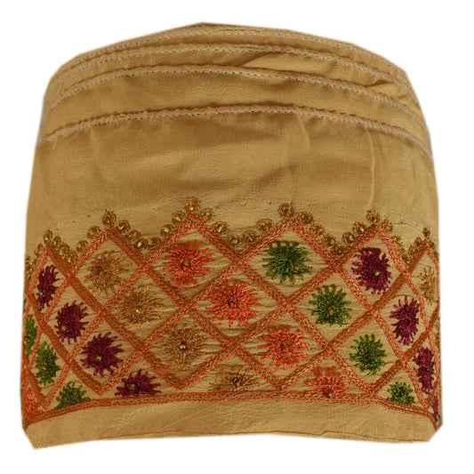 Sanskriti Vintage Sari Border Hand Bead 1 Yd Indian Trim Sewing Cream Decor Lace