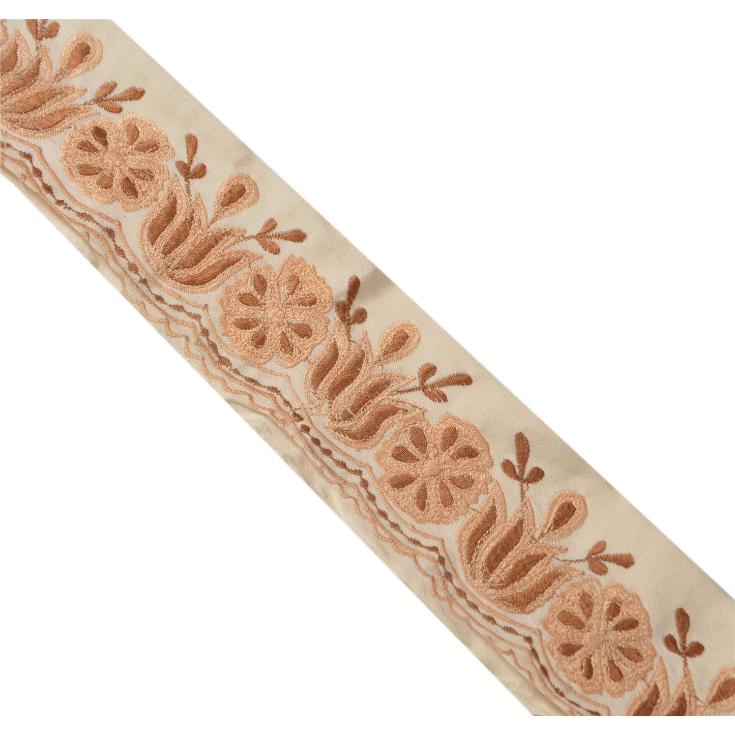 Sanskriti Vintage Border Antique Embroidered 1YD Trim Sewing White Craft Lace