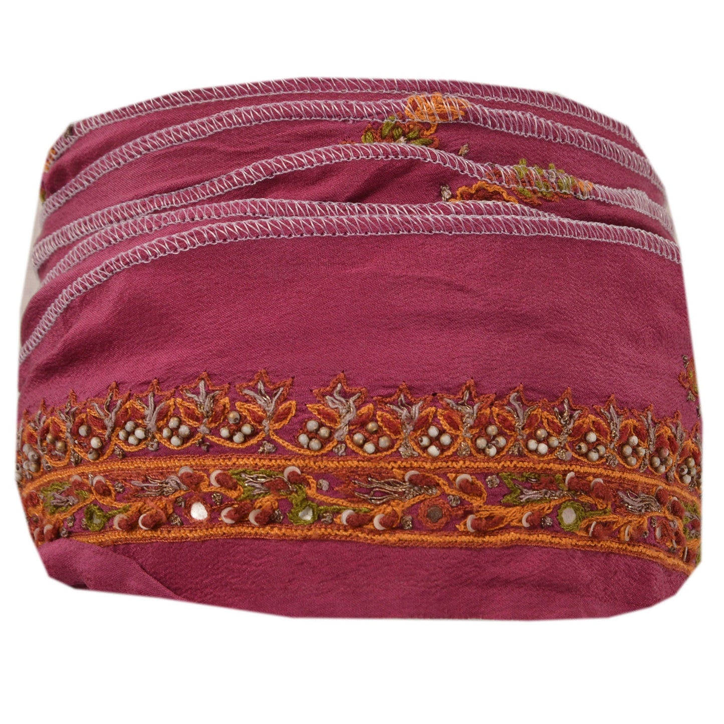 Sanskriti Vintage Sari Border Hand Beaded 1 YARD Craft Trim Sewing Purple Lace