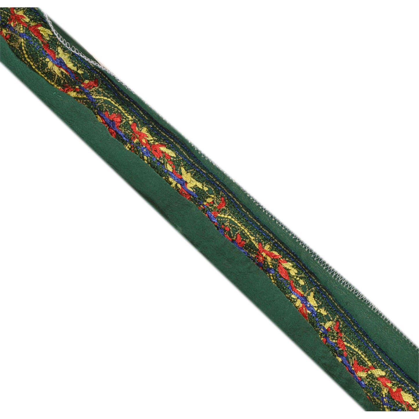 Sanskriti Vintage Sari Border Hand Beaded 1 Yd Craft Trim Ribbon Green Lace