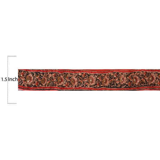 Sanskriti Vintage Sari Border Hand Beaded 1 YD Indian Trim Craft Ribbon Red Lace