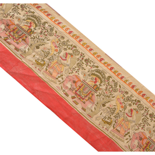 Sanskriti Vintage Sari Border Madhubani Printed 1Yd Trim Sewing Cream Craft Lace