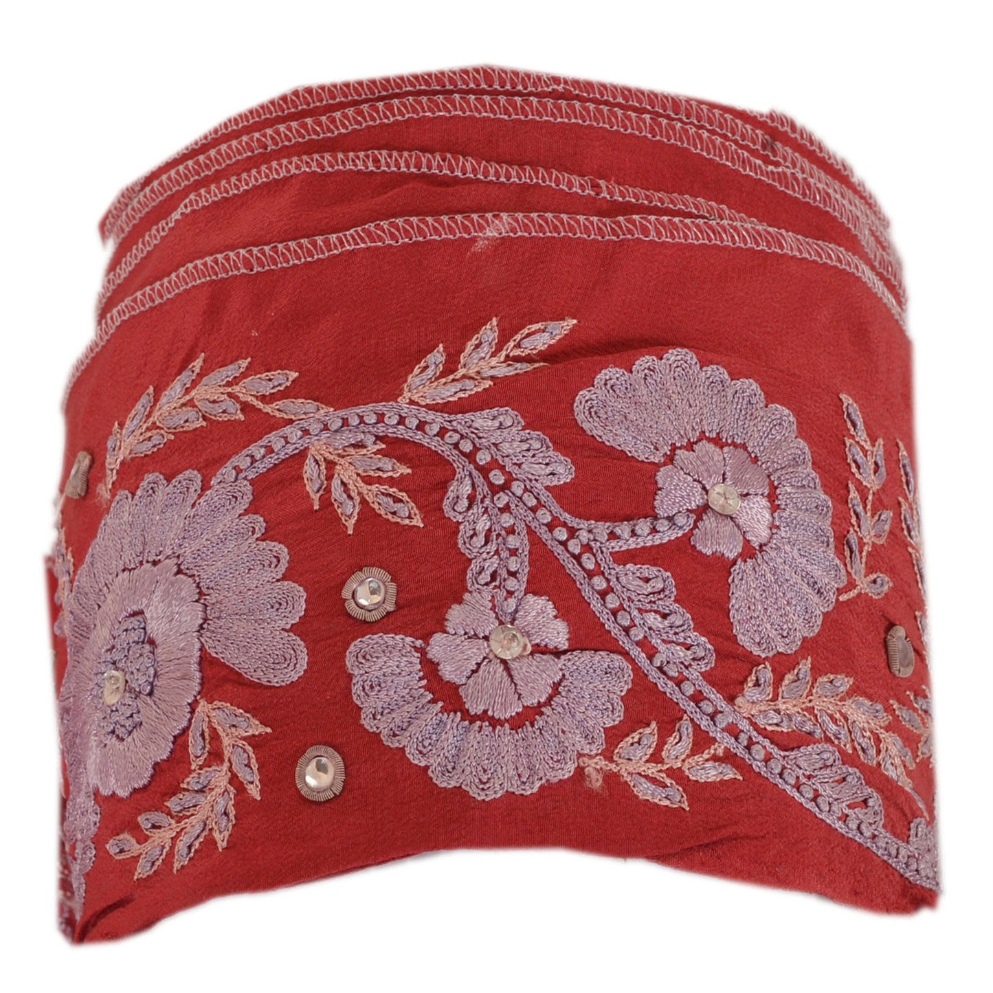 Sanskriti Vintage Sari Border Hand Beaded 1 Yd Indian Trim Sewing Red Decor Lace