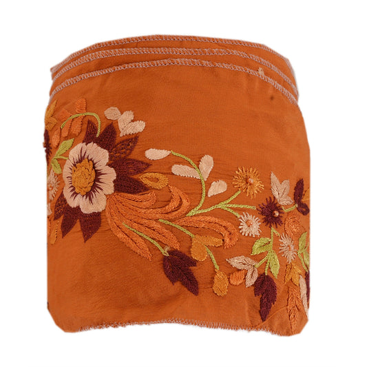 Sanskriti Vintage Sari Border Hand Beaded 1 Yd Indian Trim Sewing Orange Lace