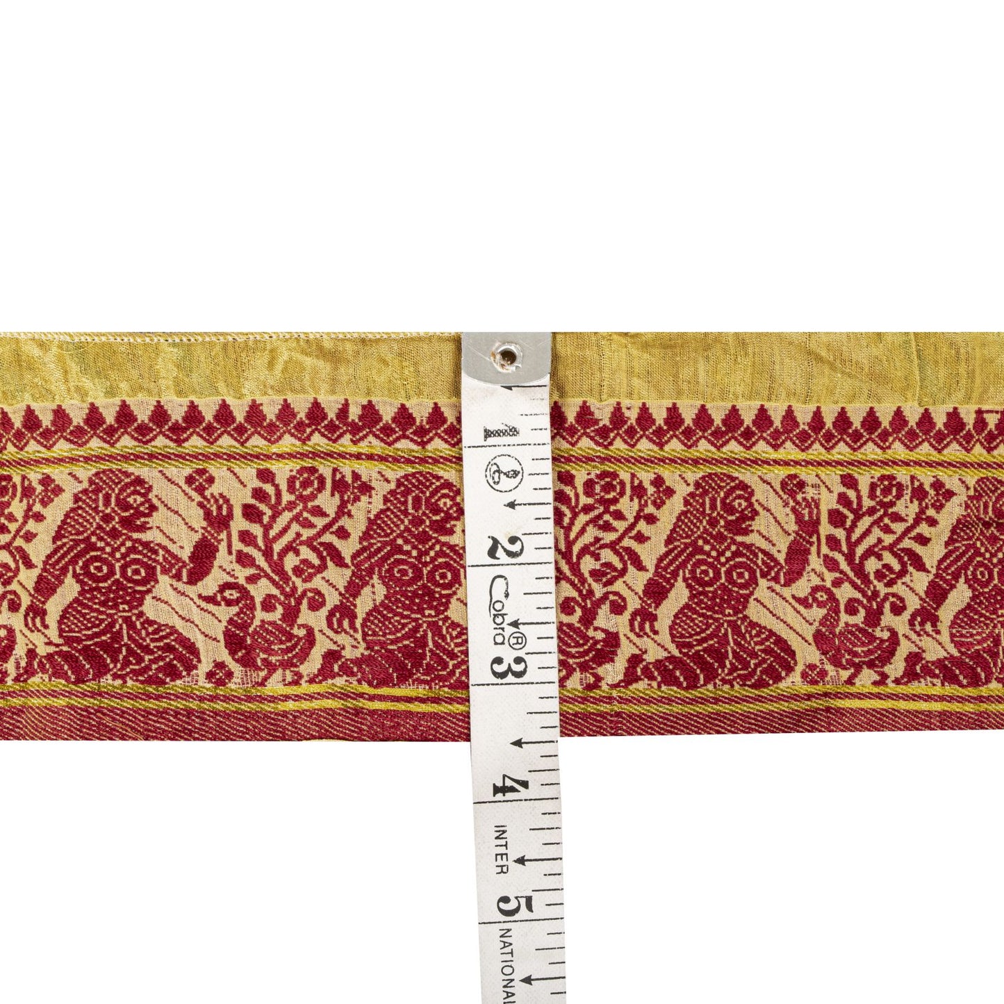 Sanskriti Vintage Cream Blend Silk 1 YD Sari Border Woven Baluchari Trim Sewing
