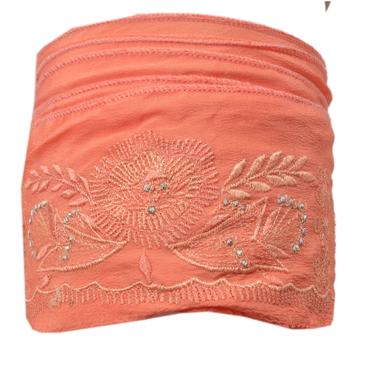 Sanskriti Vintage Border Antique Embroidered 1 YARD Trim Sewing Peach Craft Lace